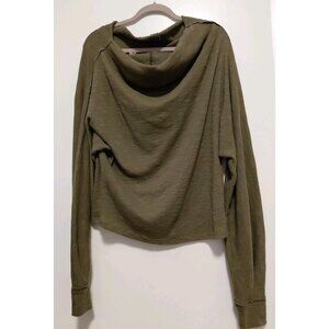 We The Free | Free People Green Slouch Neck Knit Long Sleeve Top Medium
